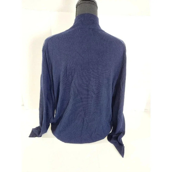 Alan Flusser Sweater Mens Blue Merino Wool Long Sleeve Mock Neck 1/4 Zip… - Picture 5 of 11